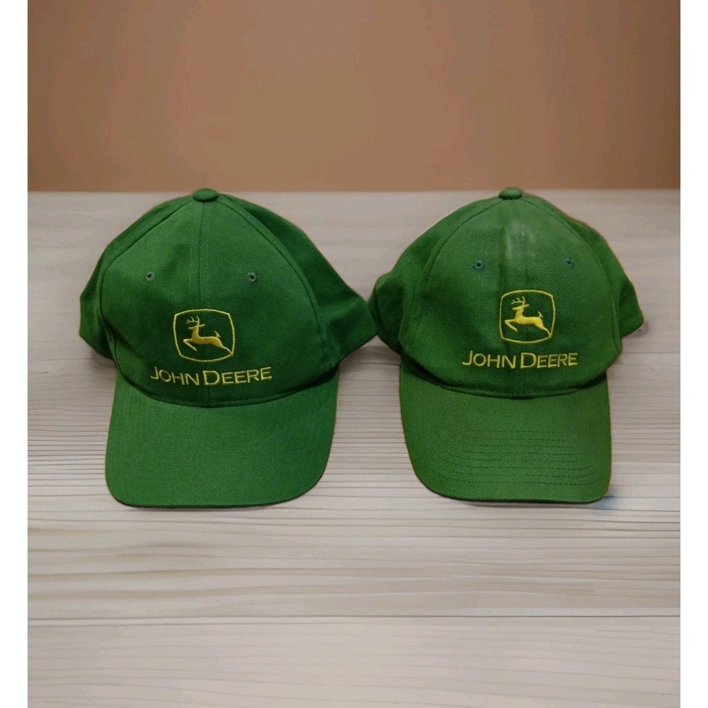 Vintage John Deere Tractors MPC Promotions Hat Cap Green Adult Snapback Lot Of 2